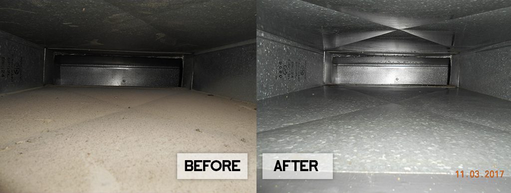 before after picture - air duct cleaning